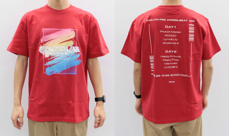 【(5)-(1)】D4DJ D4 FES. XROSS∞BEAT　Tシャツ Red ver. (L)