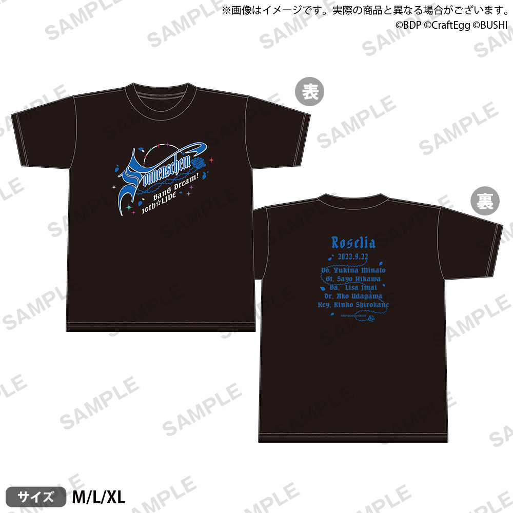 BanG Dream! 10th☆LIVE DAY1:Roselia「Sonnenschein」 Tシャツ XLサイズ
