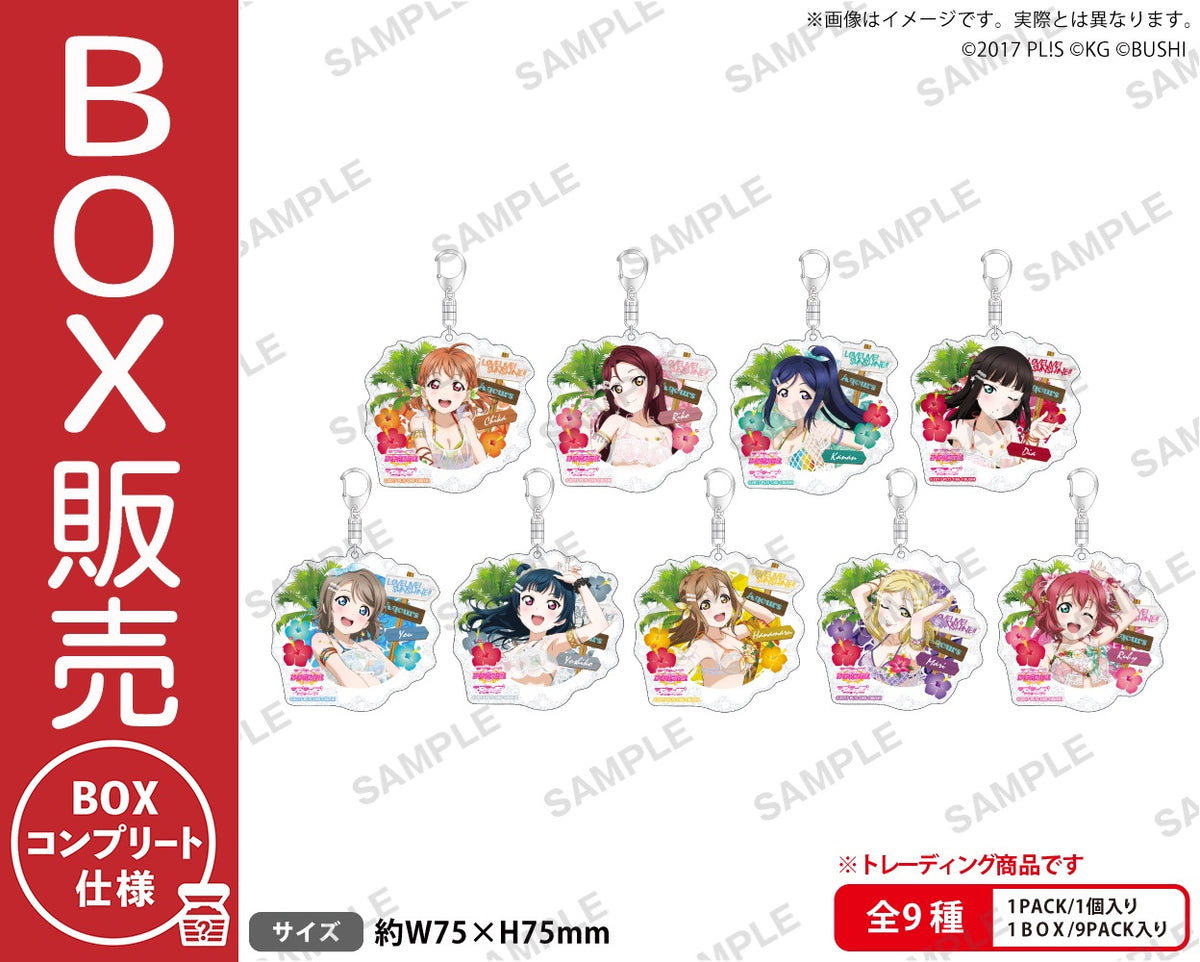 Aqours Live限定品アクリルラバーキーホルダー 9個コンプリートセット ラブライブ！スクールアイドルフェスティバル トレーディングきらりん
