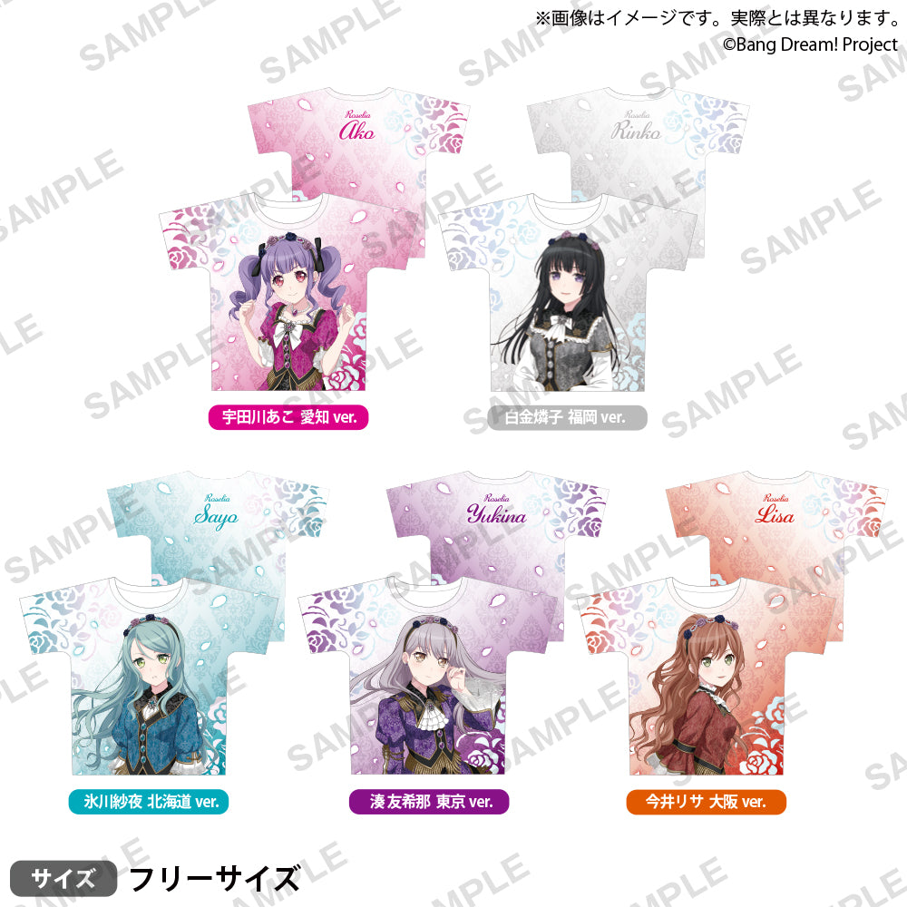 バンドリ Roselia タオル缶バッジセットフルカラーTシャツ