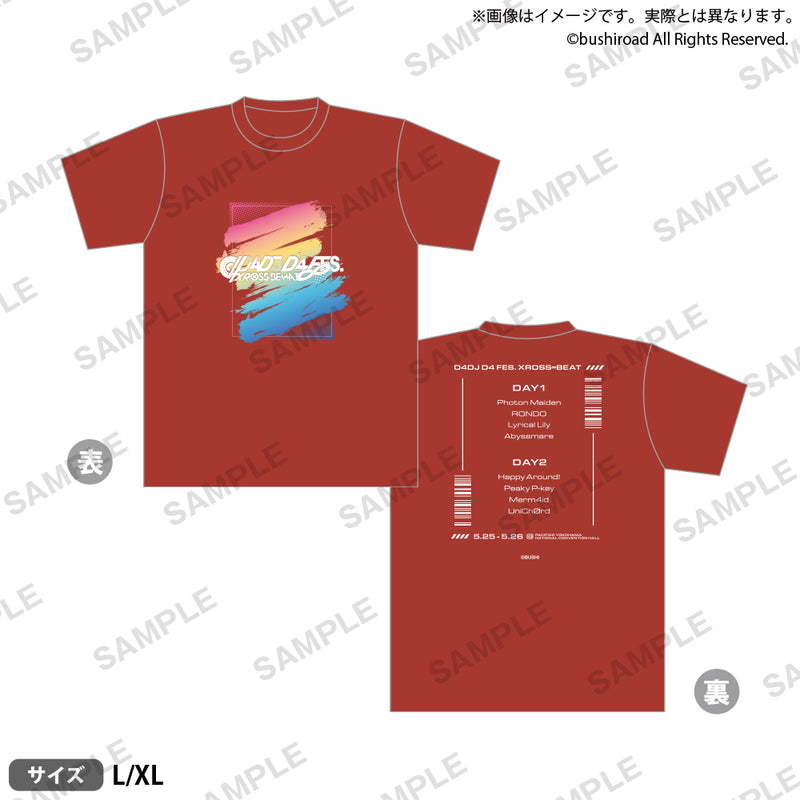 5)-(2)】D4DJ D4 FES. XROSS∞BEAT Tシャツ Red ver. (XL)